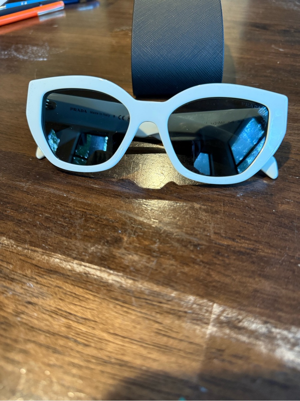 Prada 53 mm Cream/White Butterfly Sunglasses with Black Lenses